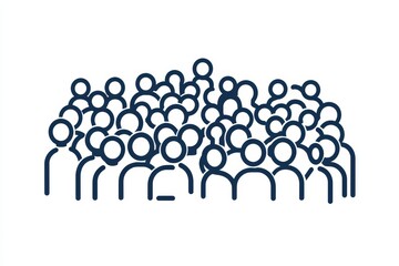 Crowd of people, big team or audience line art  icon for apps and websites, Generative AI