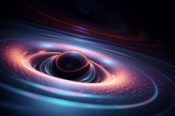 Wall Mural - abstract cosmic art: glowing galaxy with a black sphere