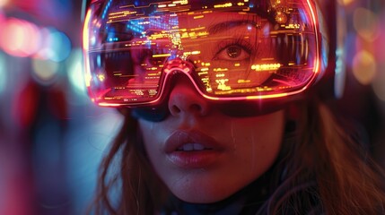 Poster - Create a captivating visual narrative depicting the transformative power of VR goggles, AI animations, and spinning holograms in modern society.