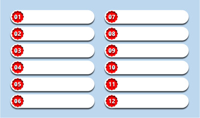 Set of Numbered bookmarks, labels, tags and banners