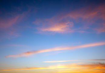 Wall Mural - sunset sky with pink clouds
