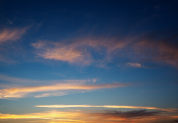 Wall Mural - Fiery orange sunset sky. Beautiful sky.