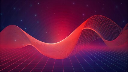 Illustration of abstract red wave digital background