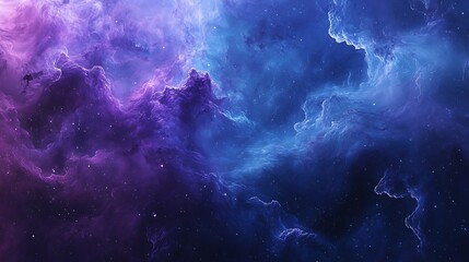 Wall Mural - A vibrant nebula in space with swirling clouds of pink and blue gas and scattered stars.
