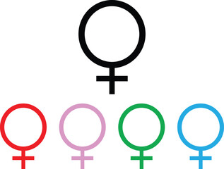  Colorful female icon set in different colors . Woman icon vector