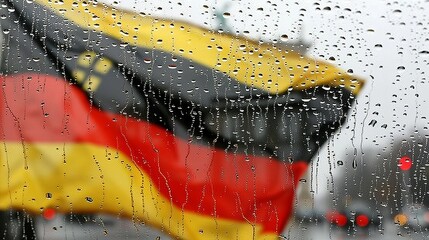 Poster - a german flag on a rainy window