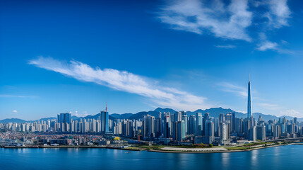 Magnificent Daylight Panorama of Gwangju City Skyline, South Korea - A Blending Spectacle of Traditional and Modern Architectural Designs