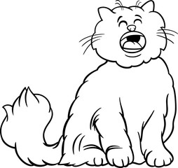 Wall Mural - cartoon meowing persian cat animal character coloring page