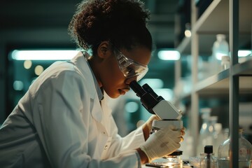 Wall Mural - Scientist Analyzing Microscope Slide