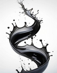 Wall Mural -  black water or juice wave flow with splatters