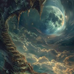 Wall Mural - The dream background with moon background