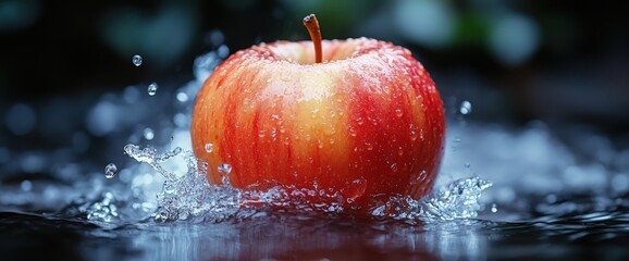 Sticker - Red Apple Splashing in Water