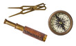 © Yingko - Vintage old compass, telescope and divider isolated