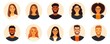 © Rajiv - Set different person portrait of big diverse business team  flat illustration. Collection of people avatars isolated. Bundle of joyful smiling colleagues. Man and woman faces at round, Generative AI