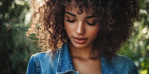 Wall Mural - woman wearing denim jacket