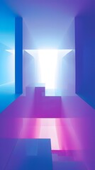 Poster - Abstract Minimalist 3D Geometric Design With Pink And Blue Colors