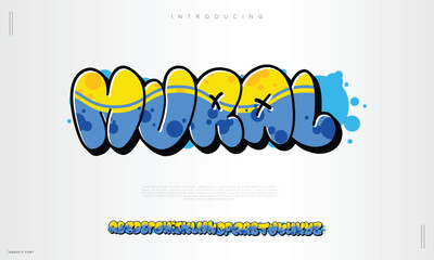 Modern Graffiti Artistic Font Typography A, B, C, D, E, F, G, H, I, J, K, L, M, N, O, P, Q, R, S, T, U, V, W, X, Y, Z and Arab numerals 0, 1, 2, 3, 4, 5, 6, 7, 8, 9 Graffiti street art logo