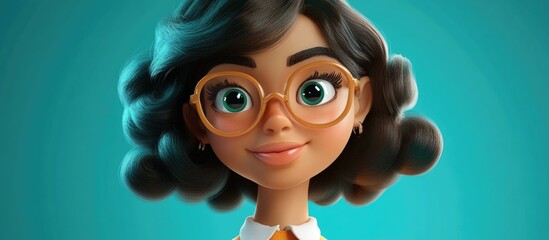 Poster - Cartoon 3D Character of a Young Woman with a Welcoming Smile