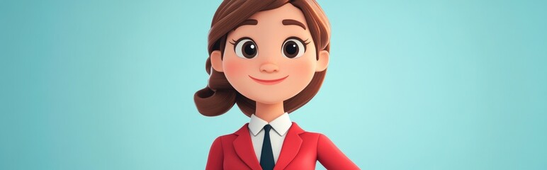 Wall Mural - Charming cartoon character showcasing a vibrant red business outfit Style and professional theme