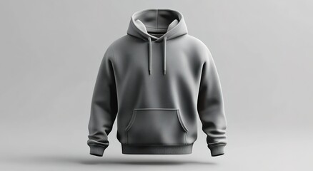 3D realistic gray hoodie, front view, very detailed and clean mockup.  