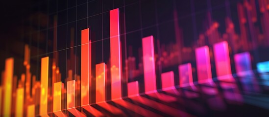 Bar graph showcasing the performance of different sectors in the stock market, with growth bars in bright tones and decline bars in muted hues.