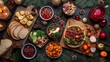 © irissca - Festive Christmas dinner table with vegan and vegetarian dishes, holiday feast, plant-based cuisine, healthy celebration, seasonal greens, festive ambiance, eco-friendly dining.