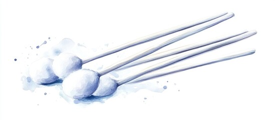 Set of cotton buds Hand drawn watercolor illustration