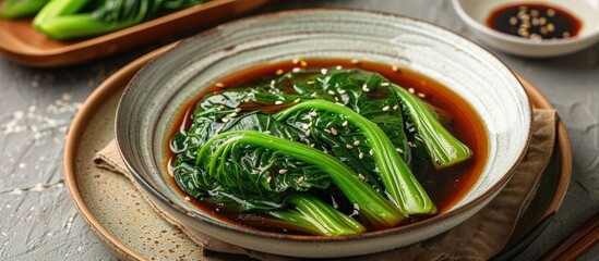 Steamed Choy Sum Or Chinese Flowering Cabbage With Soy Sauce