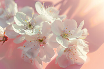 Sticker - A close up of a bunch of white flowers with a pink background