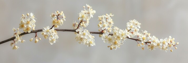 Canvas Print - Delicate twig adorned with elegant clusters of small blossoms