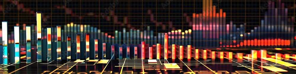 Stock market sector performance graph, using bars of varying lengths ...
