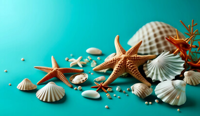 Poster - sea shells and starfish