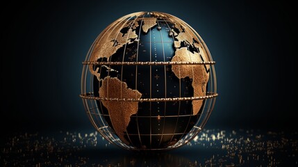 Wall Mural - Global cybersecurity symbol  globe with digital padlock on circuit board in dark background