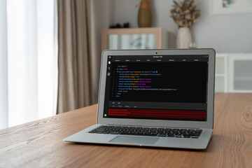 Software development programming on computer screen for modish application and program coding