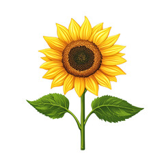 Sticker - Bold vector style sunflower with golden petals and detailed seeds isolated on transparent background 