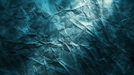 a blue background with paper that is crumpled and torn