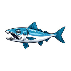 Wall Mural - Sleek barracuda fish with menacing teeth and streamlined body isolated on transparent background 