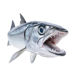 Wall Mural - Sleek barracuda fish with menacing teeth and streamlined body isolated on transparent background 