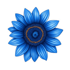 Sticker - Vector style electric blue sunflower with bold contrasting center isolated on transparent background 