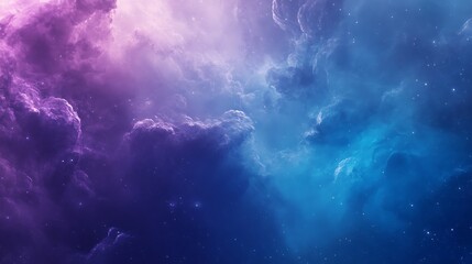 Wall Mural - Abstract cosmic background with blue, purple and pink clouds and stars.