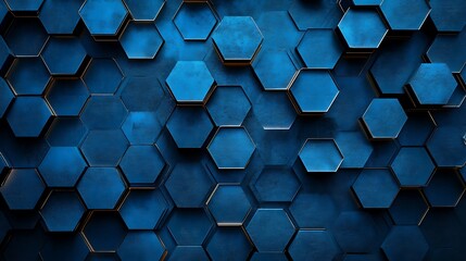 Wall Mural - Abstract geometric blue hexagon pattern background.