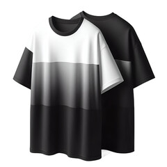 Wall Mural - Blank black and white oversize t-shirt mockup, side view isolated on white background