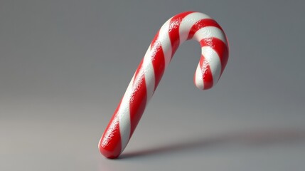 A red and white cane is shown in a close up