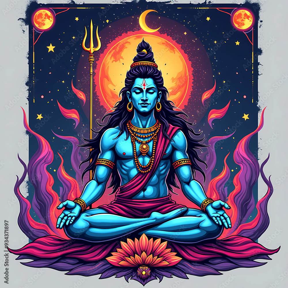 Hindu god religion hinduism shiva brahma vishnu illustration artwork