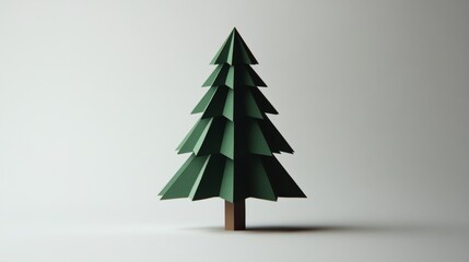 Wall Mural - A paper tree is standing on a white background