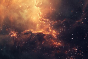 Wall Mural - Glowing Nebula and Stars in the Cosmos