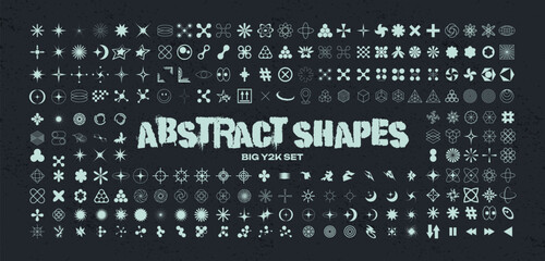 Wall Mural - retro y2k futuristic elements for design. big collection of abstract graphic geometric symbols and o