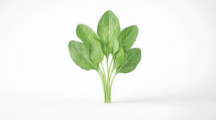 Wall Mural - Fresh Green Spinach Leaves Isolated on White Background