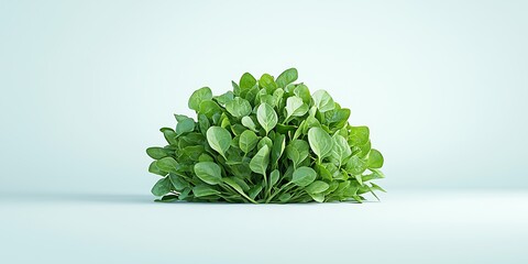 Wall Mural - Fresh Green Spinach Leaves on Light Blue Background