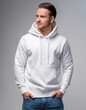 © Susana - Classic white Hoodie for Men - Casual and Comfortable Wear - Ideal for Clothing Catalogs, Fashion Ads